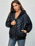 Große schwarze Steppjacke für Damen – warme Jacke mit Kapuze